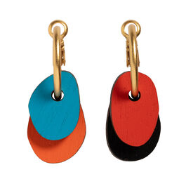 Terry Frost Straw, Orange, Blue hoop earrings